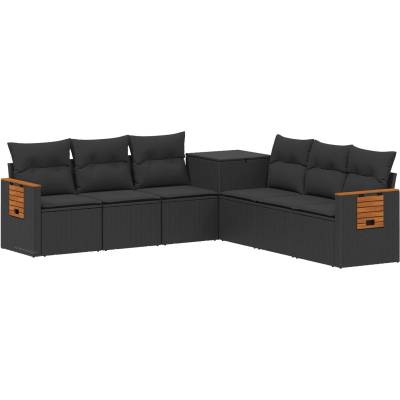 vidaXL Комплект дивани 7 бр. Черно Полиротан и стомана (3448868)