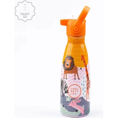 Cool Bottles Dětská nerezová termolahev Kids Savannah Kingdom třívrstvá 3D 260 ml