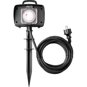 OPTONICA ГРАДИНСКИ РАЗКЛОНИТЕЛ 2-ГНЕЗДА+ТАЙМЕР H07RN3G1.5mm-5M 16A 230V Max3500W IP44 - ЧЕРЕН (7626)