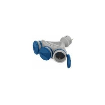 Kelia KEL Plug trimmer 3-socket with/u 16A 250V IP54 grey/blue GN-X3/54 W-01153