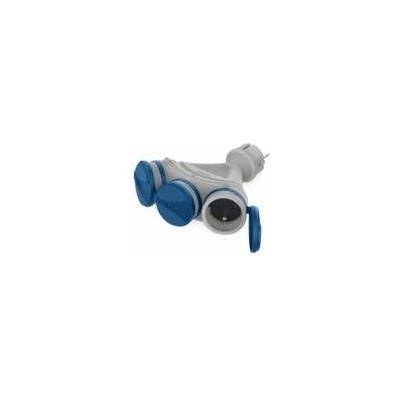 Kelia KEL Plug trimmer 3-socket with/u 16A 250V IP54 grey/blue GN-X3/54 W-01153