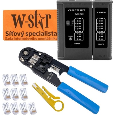 W-star Sada nářadí pro sítaře WS145 tester RJ45, kleště RJ45, stripovač, 10x RJ45 – Zboží Dáma