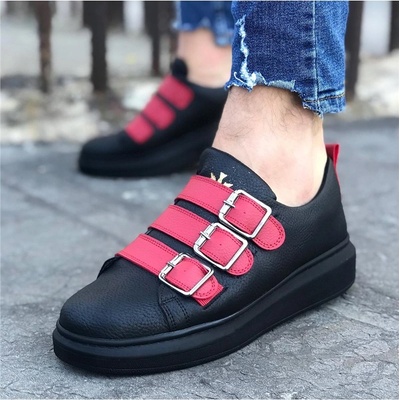 Wagon Мъжки обувки wg050 - Черни с червен #317154 (317154_Черно)