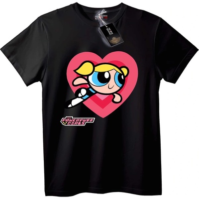 NOONEBRAND Тениска Powerpuff Girls Bubbles Сърце - L, Black