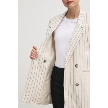 Pepe Jeans Ленено сако Pepe Jeans HANNAH в бежово с двуредно закопчаване с десен PL402589 (PL402589)