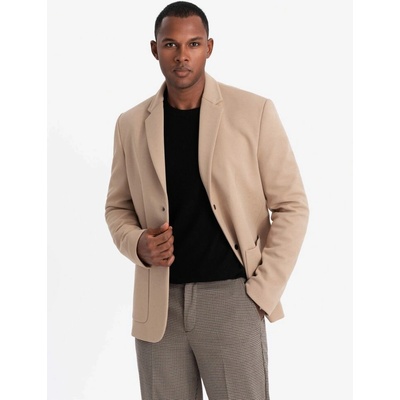 Neobyčejné světle hnědé pánské sako V1 BLZB-0133 – Sleviste.cz