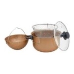 Voltz Тенджера с гевгир и кошница за пържене Voltz V51213C, 24 см, 5.2 л, Незалепващо покритие, Меден цвят (555V51213C) - technomani