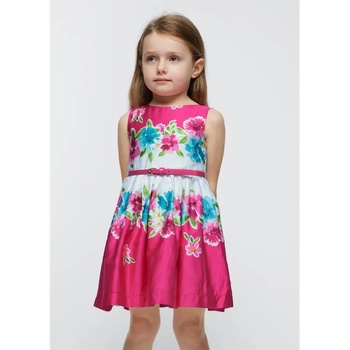 Image 1 of Mayoral Рокля памук фуксия с цветя за мини момиче Mayoral