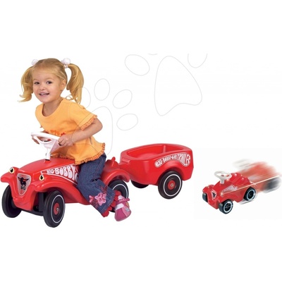BIG Set Bobby Classic červené prívesný vozík a autíčko na naťahovanie Mini Bobby