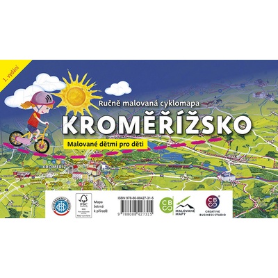 Ručně malovaná cyklomapa Kroměřížsko