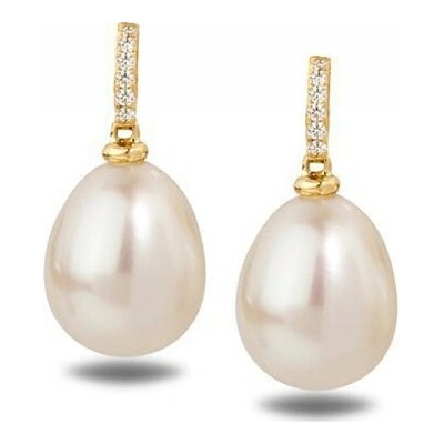 Eppi zlaté náušnice s perlami a diamantmi Werra E31099