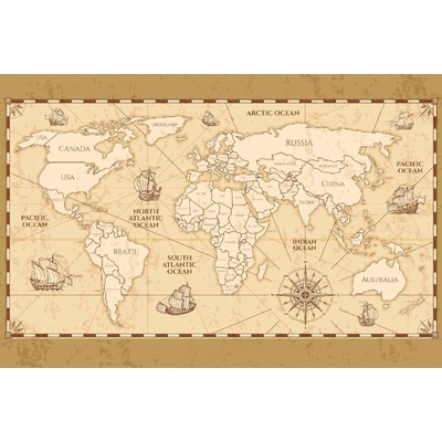 Dimex MS-5-1501 Vliesová fototapeta Vintage mapa světa rozměry 375 x 250 cm