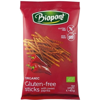 Biopont Bio Bezlepkové slané tyčinky paprikové 45 g