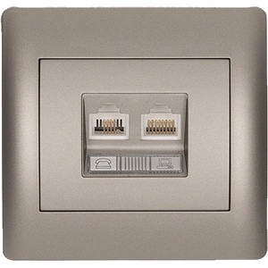 ELMARK Rhyme rj11+rj45 КОНТАКТ СИВ МЕТАЛИК (11734)