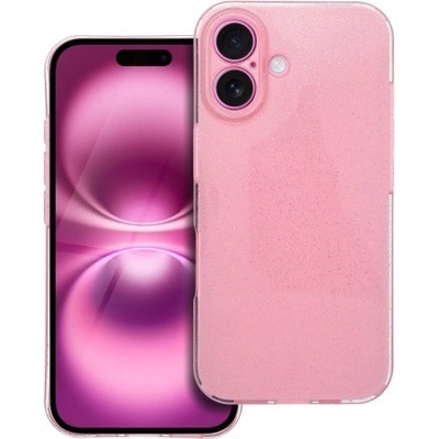 Apple Силиконов калъф кейс CLEAR Case 2mm Blink за iPhone 16, розов с брокат