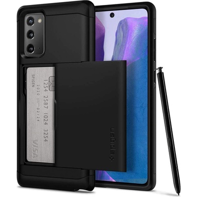 Spigen Slim Armor CS Case - хибриден кейс с отделение за кр. карти и най-висока степен на защита за Samsung Galaxy Note 20 (черен)