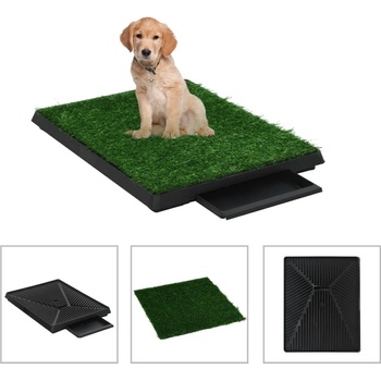 vidaXL Domáca toaleta pre psy s podnosom a umelou trávou zelená 63 x 50 x 7 cm 2 ks