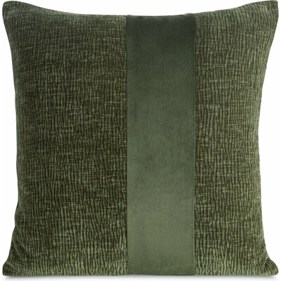 Takoy Povlak na polštář 45x45 cm olivový žinilkový zdobený pasem ze sametu CARLA 01-HF-478917 | 45 x 45 cm