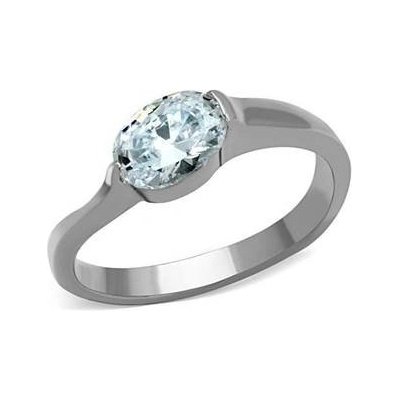 Šperky4U Ocelový prsten s oválným zirkonem 62 AL 0016