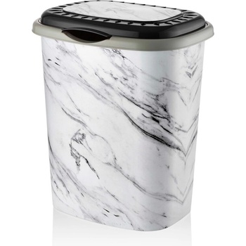Шарен овален кош за мръсно пране и капак 41л. - Бял мрамор (x128 d0012)