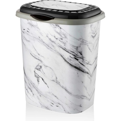 Шарен овален кош за мръсно пране и капак 41л. - Бял мрамор (x128 d0012)