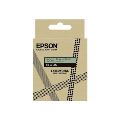 Epson LabelWor ks LK-4GAS Šedá na zelené Role 1,2 cm x 8 m 1 kazeta y závěsný box pásková kazeta pro LabelWor ks LW-C410 LW-C610