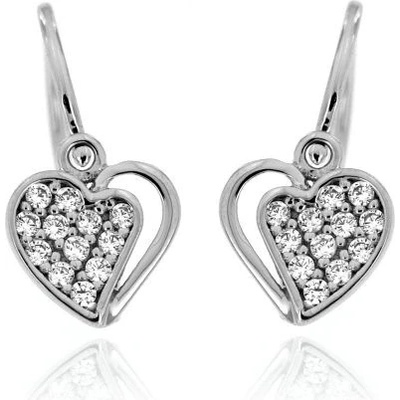 Zlatnictví U Kostela zlaté dětské náušnice srdíčka s bílými kamínky 5238