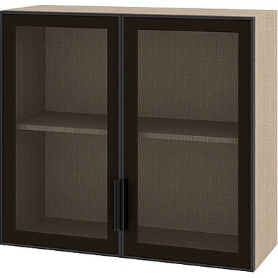 ИРИМ Горен шкаф витрина с две стъклени врати Сити МАЛ-119 мока / стъкло Алу глас 80 см