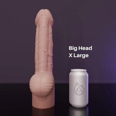 Erotixxx Toys Big Head Warm Flesh 40% XL prémiové silikónové dildo s Vac-U-Lock 35,5 x 7,5–8,3 cm