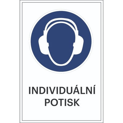 Bezpečnostní příkazové značení, použijte ochranu uší, s možností individuálního textu – fólie, 200×300 mm