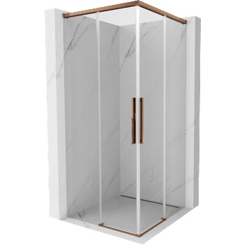 Mexen Rox Duo плъзгаща се душ кабина 80 х 80 см, прозрачна, розово злато - 8C2D-080-080-60-00 (8C2D-080-080-60-00)