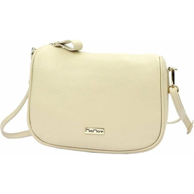 MiaMore dámska kožená kabelka Dollaro béžová crossbody s prírodnou kožou a zlatým kovaním