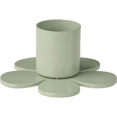 Ib Laursen Kovový svietnik Flower Dusty Green 6 cm