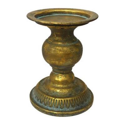 Svietnik: kovový so zlatistou patinou - 16 cm - FE118