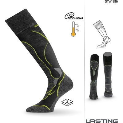 Lasting Lyžiarske ponožky STW 986 Merino Čierno-žltá
