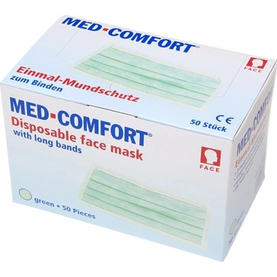 Med-Comfort Ústenky operační 3 vrstvé s úvazky, zelená, 50 ks – Zboží Dáma