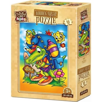 Image 1 of Art Puzzle Дървен пъзел Art Puzzle от 16 части - Пътят за училище (5852)