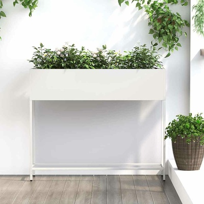 vidaXL Vyvýšený květináč Bílá 100 x 26 x 82 cm Ocel