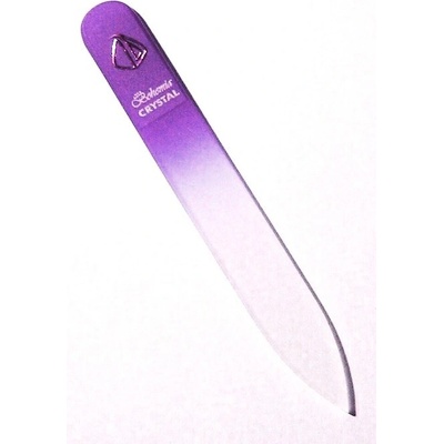Bohemia Crystal pilník na nechty sklenený s potiskom 90 mm fialový