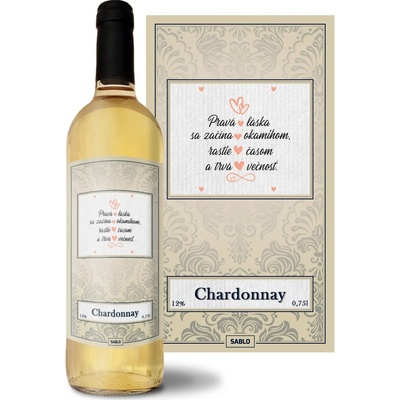 Sablio Pravá láska Chardonnay biele suché víno 12 % 0,75 l (čistá fľaša)