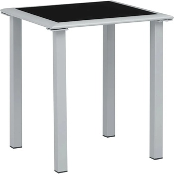 Image 1 of vidaXL 310541 Garden Table Black and Silver 41x41x45 cm Steel and Glass (310541)