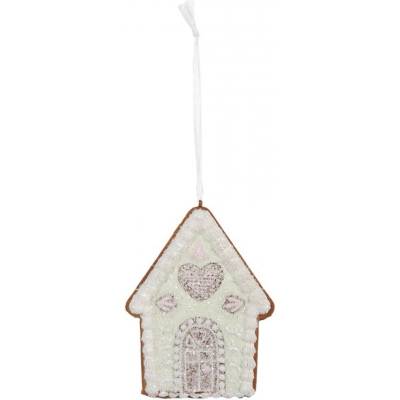 Závěsná dekorace zelená perníková chaloupka Frosted Ginger - 8*1*10 cm - Clayre & Eef