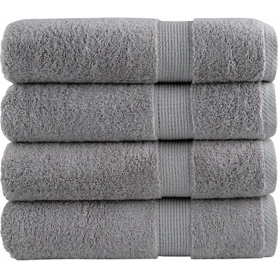vidaXL Премиум хавлиени кърпи SOLUND 4 бр сиви 100x150 см 600 gsm (137312)