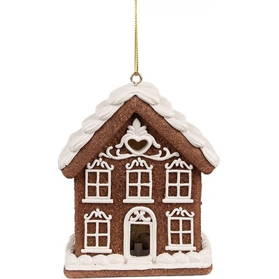 Závěsná svítící ozdoba perníková chaloupka Gingerbread House - 9*6*10/21 cm - Clayre & Eef