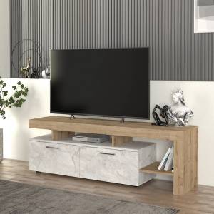 TopMebel ТВ шкаф Acnes TopMebel от меламин в бял мрамор - сапфирен дъб 160x40x53cm