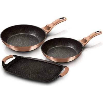 Berlingerhaus Sada panvíc s mramorovým povrchom 3 ks Rosegold Metallic Line