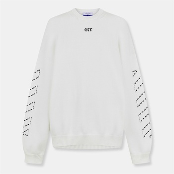 OFF WHITE Риза с дълъг ръкав OFF WHITE Men's Arrows Cotton Long Sleeve Crew Neck Sweatshirt - Cream /Black