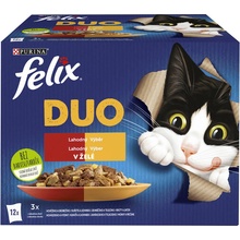 Felix Fantastic Duo kuře a ledvinky hovězí a drůbeží krůta a játra jehněčí a telecí v želé 12 x 85 g