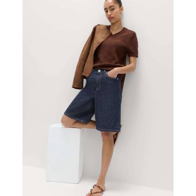 Marks & Spencer Дънкови шортс с открита талия с лен Marks & Spencer морско синьо Marks & Spencer | Sin | ЖЕНИ | 8