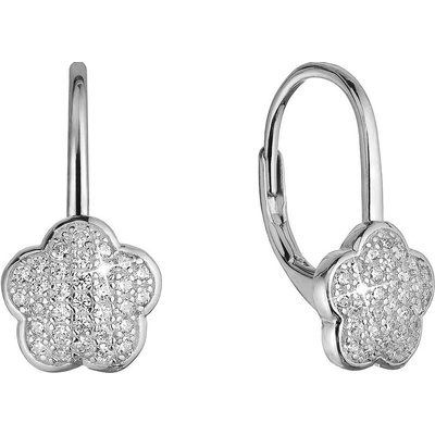 Evolution Group strieborné náušnice kvietky so zirkónmi 11503.1 crystal